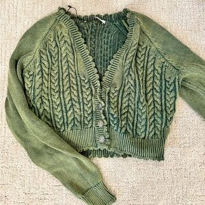 Green Zara Cropped Cardigan